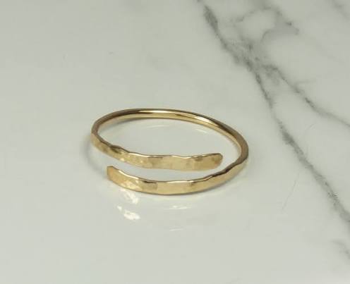 Gold Filled Adjustable Stacker Ring | Minimalist Hammered Ring | Everyday Jewelry
