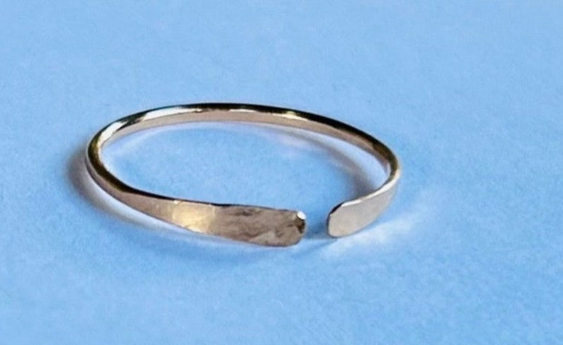 Gold Filled Adjustable Stacker Ring | Minimalist Hammered Ring | Everyday Jewelry