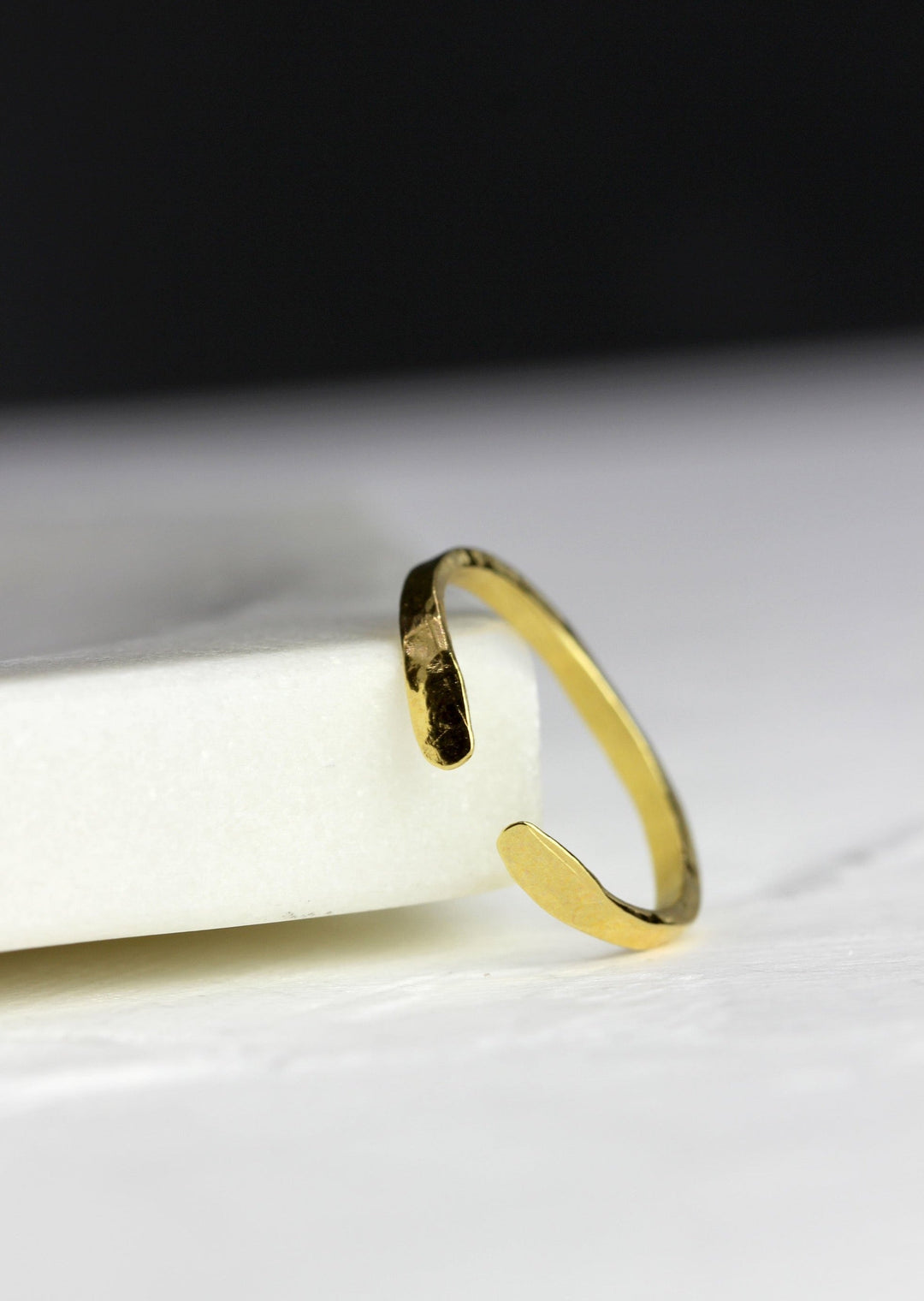 Gold Filled Adjustable Stacker Ring | Minimalist Hammered Ring | Everyday Jewelry